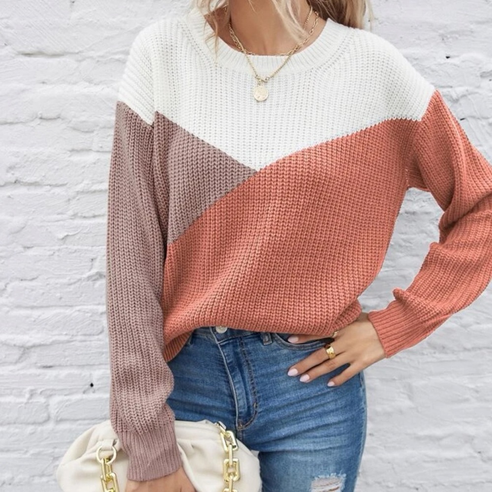 Color Block Drop Shoulder Sweater